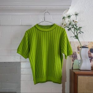 Vintage 60s green striped sweater shirt